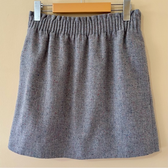 J.Crew| Classic Grey A-Line Women’s Skirt Elastic Waist Pockets Wool Blend Sz 4 - Picture 1 of 8